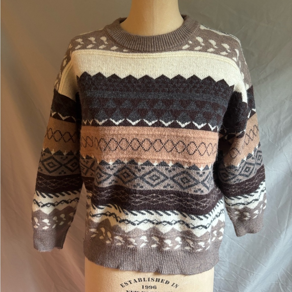 Women's Multicolor Patterned Crew Neck Sweater